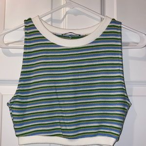 ZARA blue, green, & white crochet tank top. size women’s small
